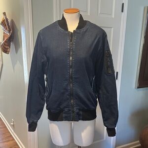 Hudson Dark Denim jean jacket Bomber style Sz Large